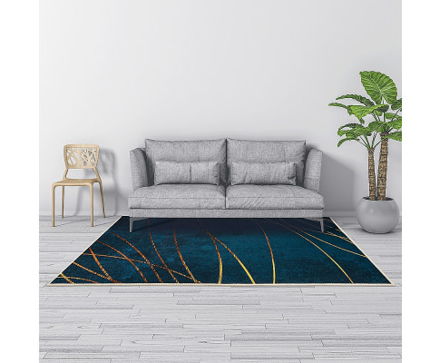 Blue And Gold 200x300cm Floor Large Rug