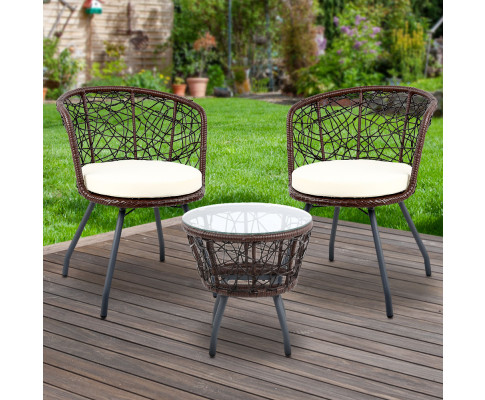 Brown Outdoor Patio Chair and Table
