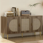 Rattan Buffet Sideboard Storage Cupboard Kitchen Cabinet