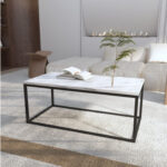 Rectangular Coffee Table Industrial Style Marble Effect