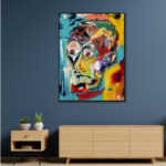 Funky Pop Head Black Frame Canvas Wall Art