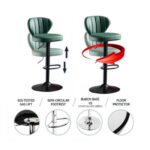Redfern Green Leather Bar Stool Set
