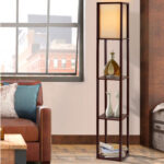 Vintage Reading Light Stand Wood Shelf Storage