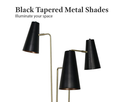 Black Three-Metal Shade Floor Lamp