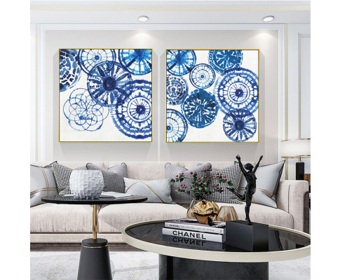 Blue Day Gold Frame Canvas Wall Art