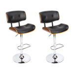 Brisbane Black and Chrome Wooden Gas Lift Bar Stool