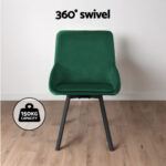 Daisy Bucket Style Green Velvet Dining Chair 2pcs Set