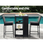 Gardeon Wicker Outdoor Bar Table Stools Set 3 PCS