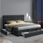 Kiama Charcoal Fabric Storage Queen Size Bed Frame