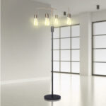 Modern Exposed Bulb 4-Arm Industrial Light Floor Lamp