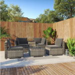 Modular Lounge Sofa Outdoor With Wicker End Table Set