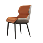 Paris Orange Brown Dining Chair With Metal Legs 2Pcs Set