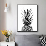 Pineapple Black Frame Canvas Wall Art 40cmx60cm