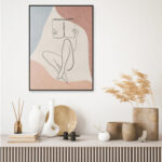 Pink Woman Reading Book Black Frame Canvas Wall Art 40cmx60cm