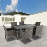Wicker Outdoor Dining Set 6 Seater Grey
