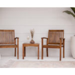 Wooden Outdoor Deck Table And Chair Set 3Pcs