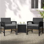 Bistro Wicker Outdoor Dining And Chairs Set 3Pcs