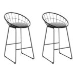 Azalea Padded Seat Metal Legs Bar Stool 2Pcs Set