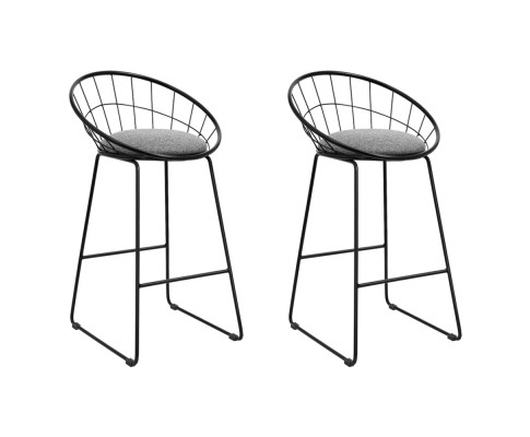 Azalea Padded Seat Metal Legs Bar Stool 2Pcs Set