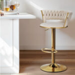 Daffodil Ivory Velvet Designer Gas Lift Bar Stool