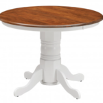Lisbon Round Dining Table 106cm Pedestral Stand Solid Rubber Wood - White Oak