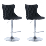 London Velvet Black And Silver Designer Bar Stool 2pcs Set