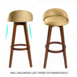 Newtown Coffee Leather Wooden Legs Bar Stool 2pcs Set