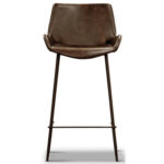 Brando Brown PU Leather Upholstered Bar Chair Metal Leg Stool 2Pcs Set