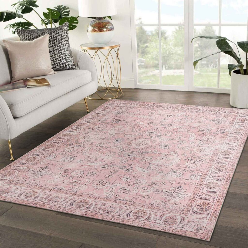 Dusty Pink Beautiful Rug Carpet Washable 190x280cm