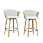 Gorton Swivel White Leather Wooden Barstool 2Pcs Set