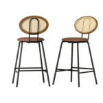 Meyers PU Leather Stools Brown Bar Stools 2Pcs Set