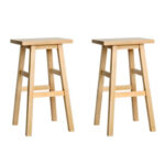 Morgan Kitchen Counter Stools Wooden Chairs Natural Bar Stools 2Pcs Set
