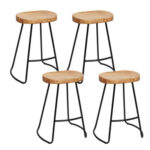 William Wooden Tractor Seat Bar Stools 4Pc Set