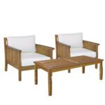 Acacia wood Arizona table and Armchairs 3pcs