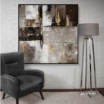 Black Framed Earthy Elegance Hand Painted Canvas Wall Art