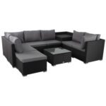 Black Modular Outdoor Ottoman Lounge Set