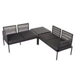 Black Stylish Textile Rope Eden 4-Seater Outdoor Lounge Set with Coffee Table
