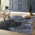 Charcoal Black Rugs Soft Distressed Machine Washable 160x230cm