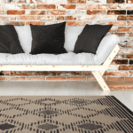 Faux Jute Charcoal Beige Diamond Trellis Rug Washable 190x280cm