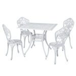 Gardeon White Outdoor Aluminum Table Chairs Dining Set 5Pcs