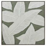 Hand Painted Leaves of Serenity Champagne Framed Wall Art Canvas