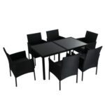 Minimalist Black Wicker 6-Seater Outdoor Dining Set