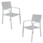 Percy Aluminium Frame White Outdoor Dining Chair 2pc Set
