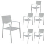 Percy Aluminium Frame White Outdoor Dining Chair 6pc Set