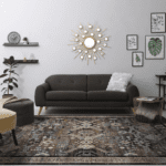 Tasmanian Traditional Beautiful Distressed Gold Brown Grey Rug Machine Washable 160x230cm