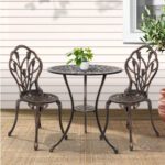 Tulip Bronze Outdoor Chairs Table 3PC