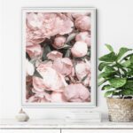 White Frame Peony Wall Art Canvas
