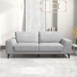 Belfast Light Grey & Black Legs 2 Seater Fabric Lounge Set