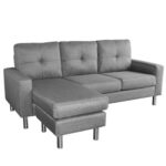 Birmingham Grey Linen Corner Sofa Lounge With Chaise