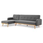 Canada Dark Grey 3-Seater Corner Sofa Bed with Chaise Lounge